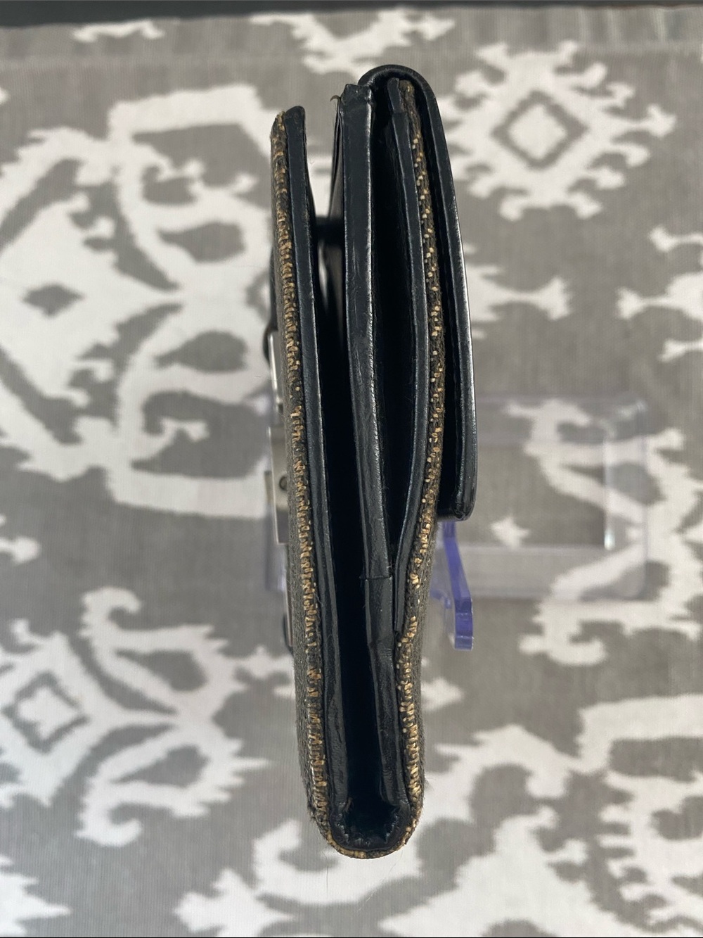 Gucci Jackie GG Canvas Black Leather Compact Wallet - Picture 10 of 10